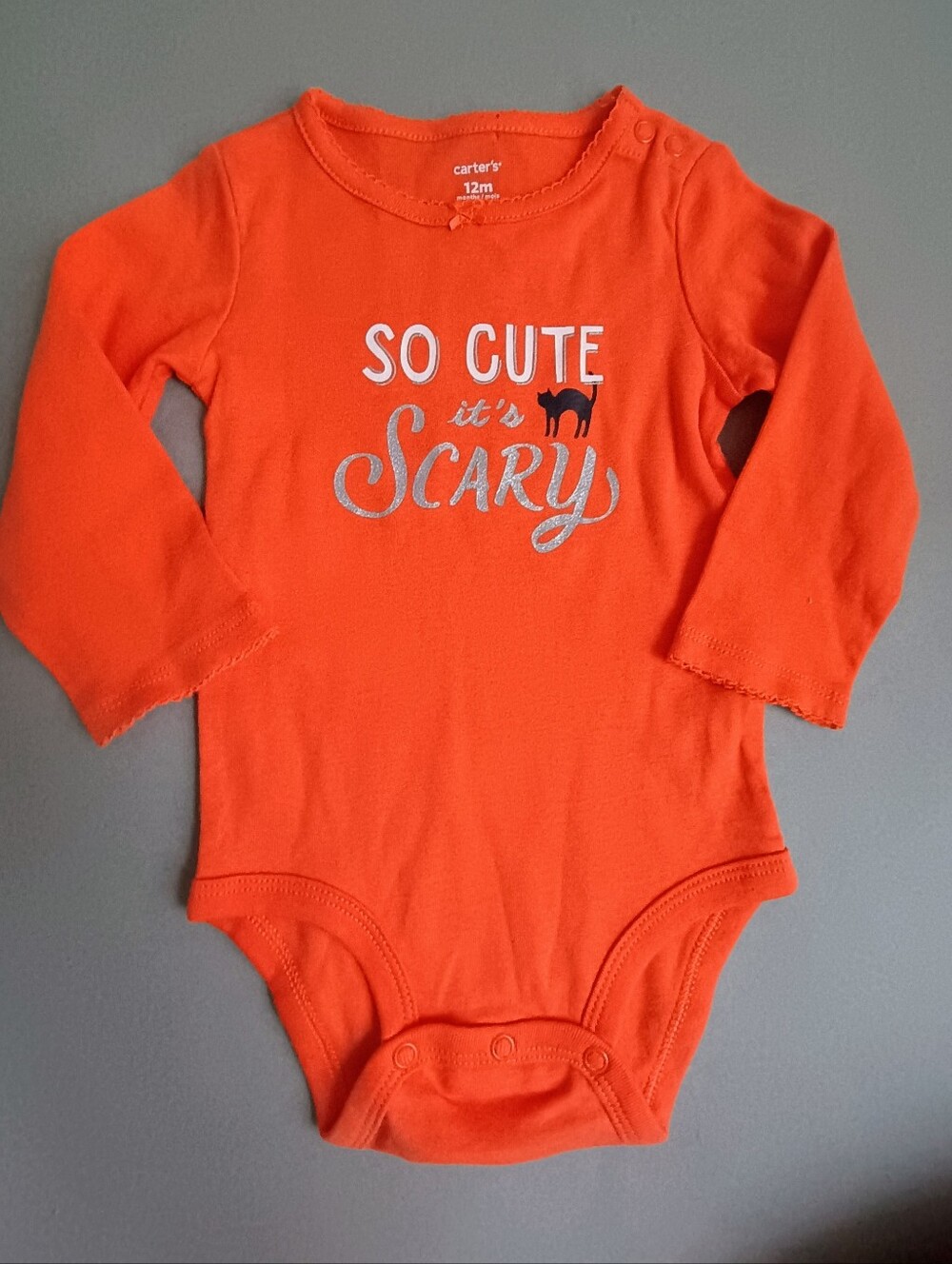 Baby Girl 12m Carter's Halloween Onesie So Cut It's Scary LS Bodysuit
